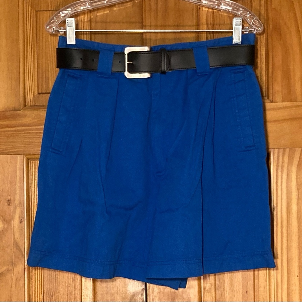 NWOT Essentials Sport Vintage 80s 90s Pleated Shorts Belt High Rise Blue Size 12